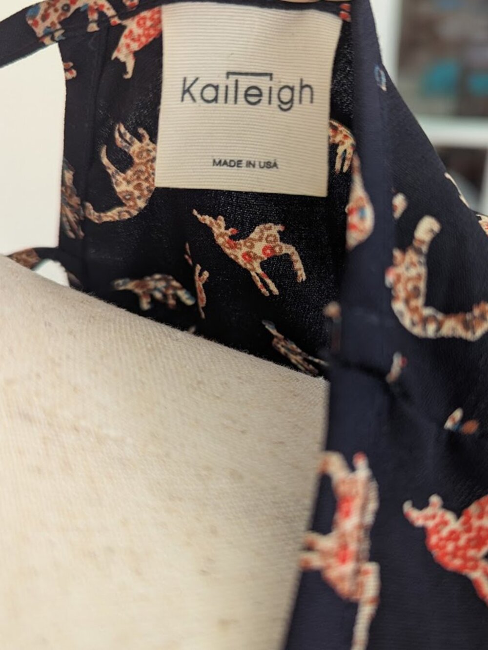Kaileigh Animal Print Navy Blue Sleeveless Blouse - Picture 9 of 10